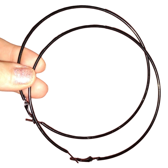 4 Inch Black Hoops Large Round Hoop Earrings Big Oversized Circle Minimalist New - Picture 1 of 12